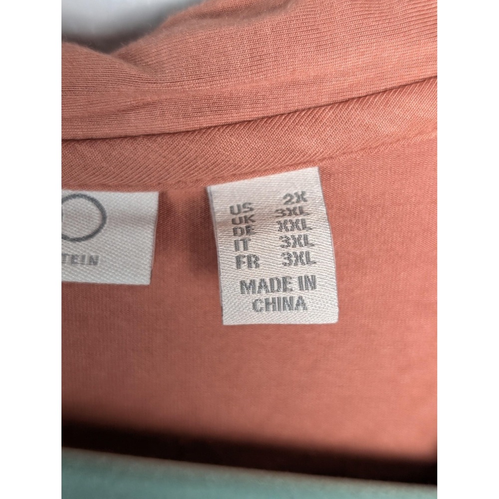 LOGO Lori Goldstein Shirt Womens‎ 2X Orange V Neck Ruffle Hem Tunic Top Sheer - Picture 5 of 9